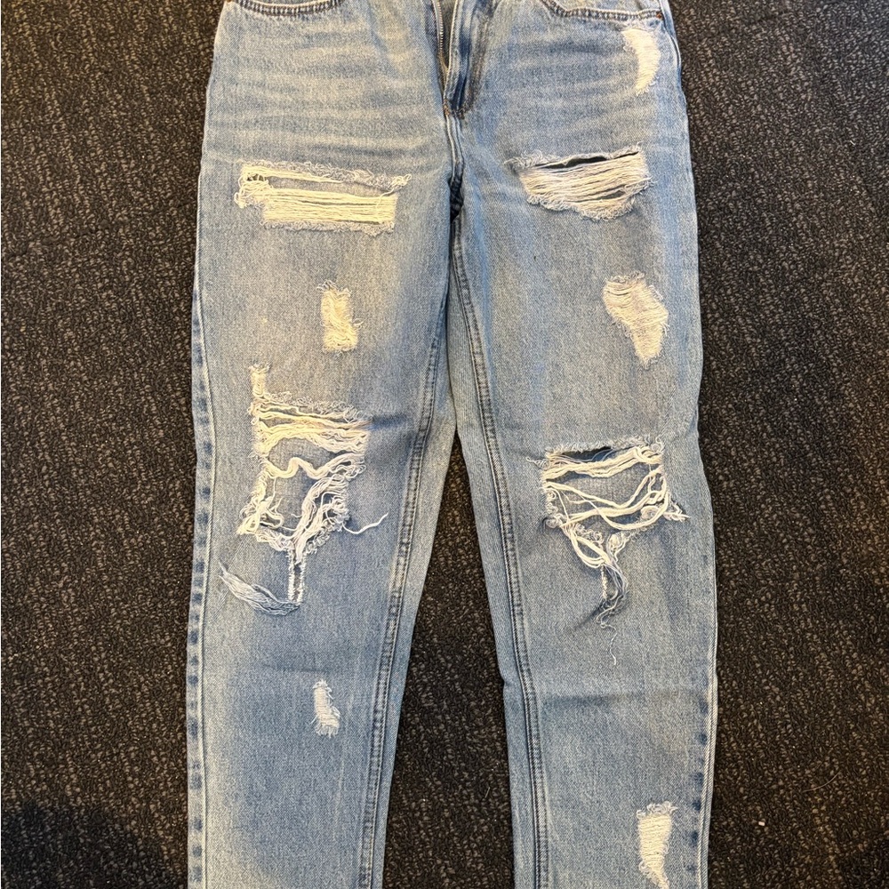 Distressed Blue Jeans